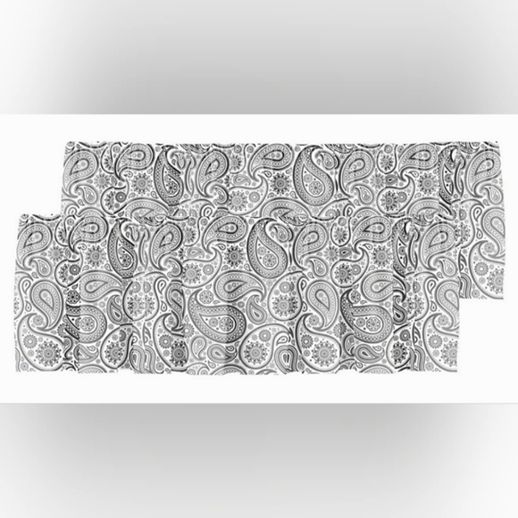 White Paisely on Grey Curtain Valance - Picture 2 of 5